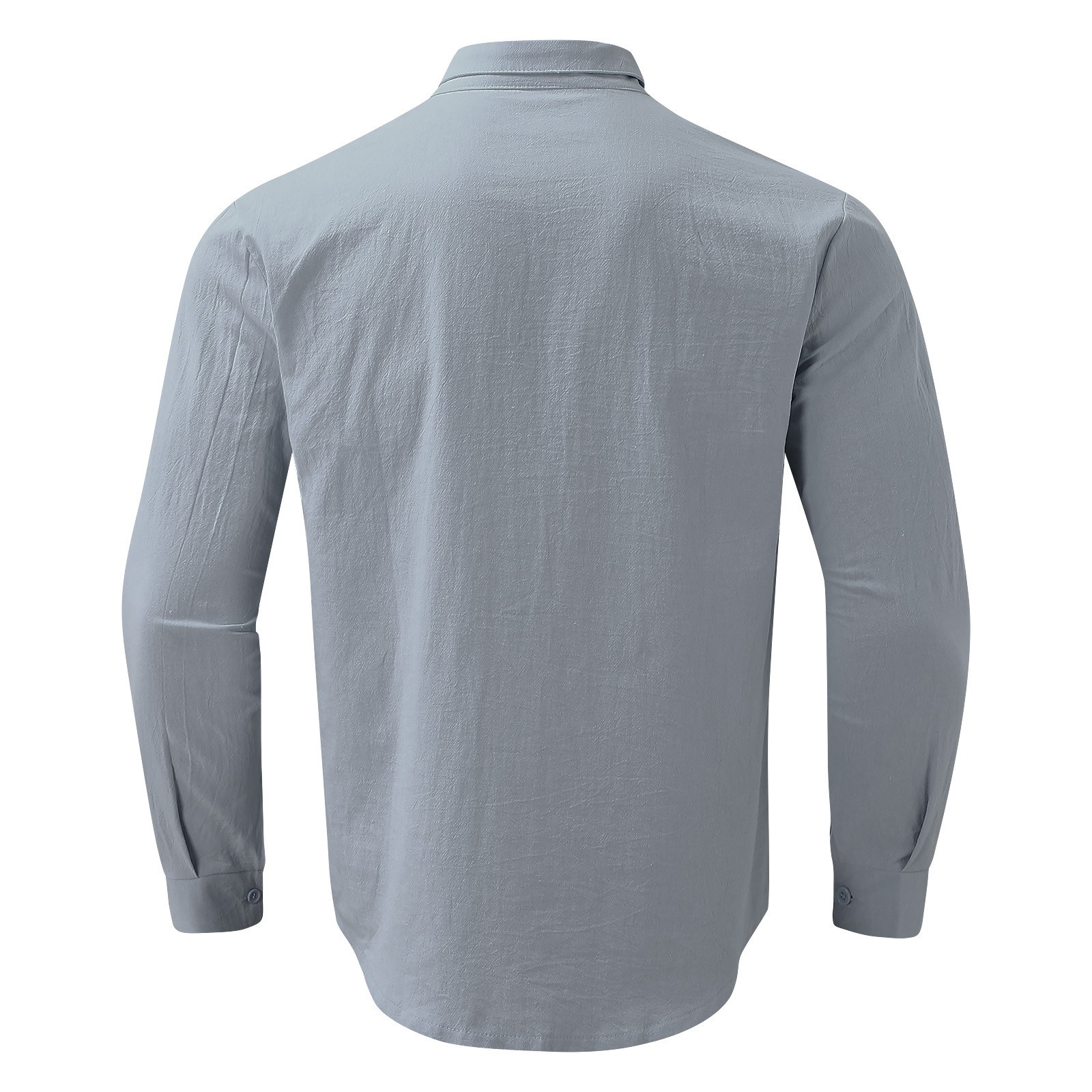 thumbnail image 5 of Camisa de manga larga con cuello vuelto para hombre - Diseño liso - Algodón - Informal para todas las estaciones - Tallas M-XXXL, 5 of 6